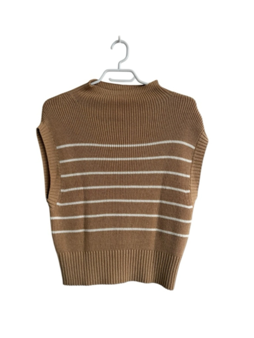 Maeve by Anthropologie Striped Mock Neck Sweater Tee Knit Sz XS Minimalist